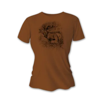 Dámské tričko Dámské lovecké tričko TETRAO jelen velký - hnědé XS