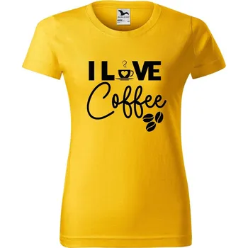 Dámské tričko DOBRÝ TRIKO Dámské tričko s potiskem I love coffee Barva: Žlutá, Velikost: 2XL