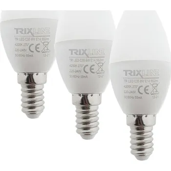 Žárovka LED žárovka Trixline 6W C35 E14 neutrální bílá 3 PACK