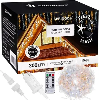 Vánoční světelný závěs Springos CL0332 300 LED studená bílá/teplá bílá