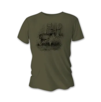 Pánské tričko Pánské lovecké tričko TETRAO daněk velký - zelené XL