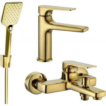 Vodovodní baterie Mexen Lynx R62 koupelnová sada, zlatá - 745903R62-50 Bateriové soupravy