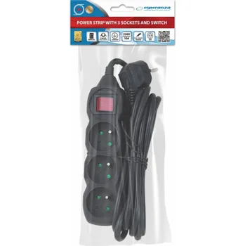 Napájecí kabel Esperanza ELK211K napájecí prodlužovačka 3 m 3 AC zásuvky / AC zásuvek Vnitřní Černá