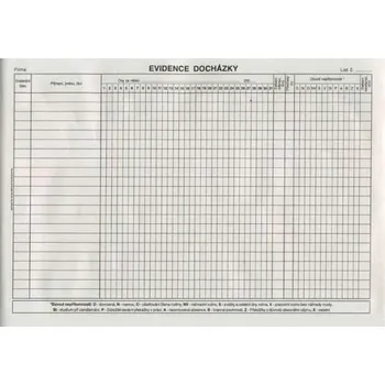 Tiskopis Evidence docházky A4, 10l /ET407/