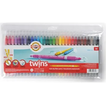 Kresba Koh-i-noor souprava popisovačů Twins 30 ks s dvojitým hrotem