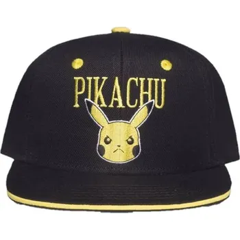 Kšiltovka Snapback čepice - kšiltovka Pokémon: Angry Pika (nastavitelná) černý polyakryl bavlna