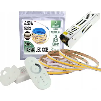LED páska LED pásek COB WW 12V 50W 5m + Dálkový Ovladač RF dotykové