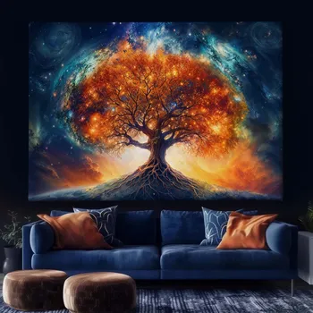 Obraz Obraz na plátně - Zářící strom života s vesmírem FeelHappy.cz Velikost obrazu (šířka x výška): 60 x 40 cm