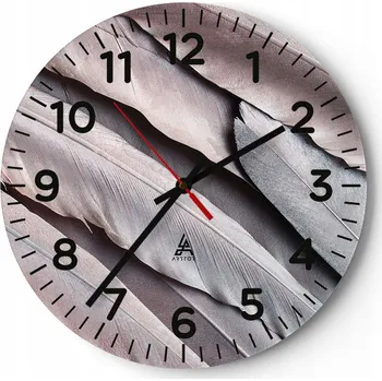 Hodiny Nástěnné hodiny do obýváku 40x40 Pírko Ptáka Hodiny na skle Loft Tiché