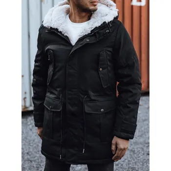 Pánský zimní kabát Pánská zimní bunda parka s kapucí TX4933 Barva: Černá, Velikost: XL