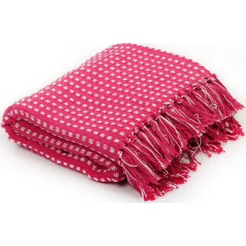 Přehoz na lůžko vidaXL Bavlněný přehoz se čtverečky 160 x 210 cm růžový