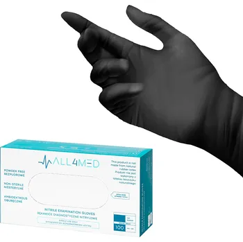 Vyšetřovací rukavice Jednorázové diagnostické nitrilové rukavice All4med černé XS