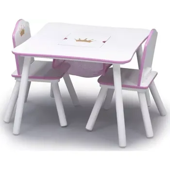 Dětský stůl dětský stůl úložný prostor a dvě židle > varianta růžový