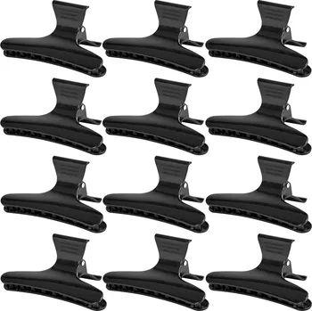 Kadeřnické krabí svorky na vlasy E-54 12 ks černé.