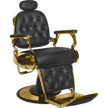 Kadeřnické křeslo Racek fotel barberski Francesco Gold czarny