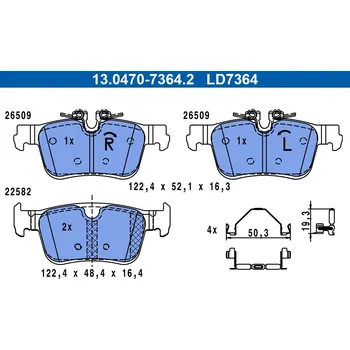 Brzdová destička Sada brzdových destiček, kotoučová brzda ATE 13.0470-7364.2