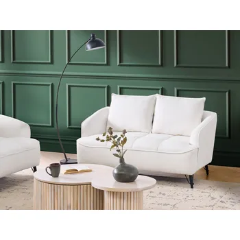 Pohovka Pohovka bílá buklé čalounění dřevěný rám obývací pokoj 2místná Beliani