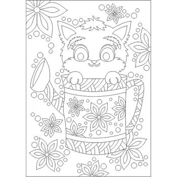 Pískohraní s.r.o. Šablona Kočička s květinami Velikost: 420 x 594 mm