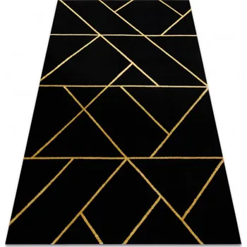 Koberec Makro Abra Kusový koberec EMERALD 1012 Luxusní geometrický černý zlatý Rozměr: 80x150 cm