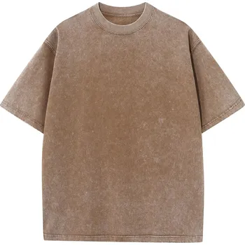 Pánská móda Retro tričko s kulatým výstřihem unisex Barva: Khaki, Velikost: M