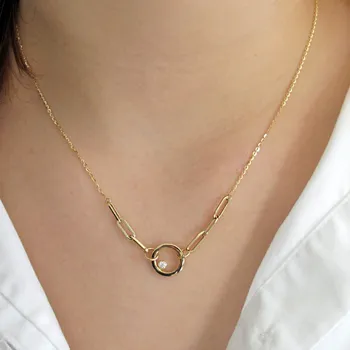 Náhrdelník Zlatý dámský náhrdelník zdobený s čirým zirkonem 1,90g Zlato 14k(585/1000)