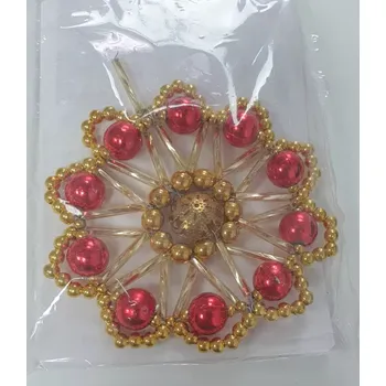 Vánoční ozdoba Vánoční ozdoba - vločka červená/zlatá