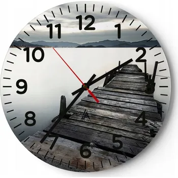 Hodiny Nástěnné hodiny do obýváku 40x40 Krajina Kulatý Skleněné hodiny Loft Tiché