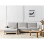 Rohová pohovka šedá čalounění polyester pravostranná dřevěné nohy stylová Beliani