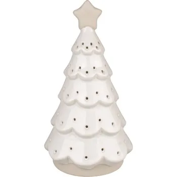 Dekorace stromek porcelánový na postavení s LED 7,5 x 20 cm