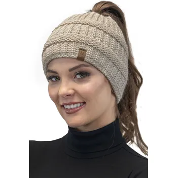 Zimní čelenka Čepice s otvorem pro culík Vivisence 7075 Barva: Béžová, Velikost: UNI