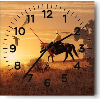 Hodiny Nástěnné hodiny do obýváku 40x40 Kůň Tichý Bez rušivého tikání Skleněné hodiny Stylové