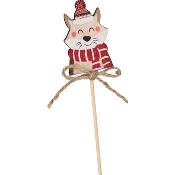 Dřevěný zápich s vánoční kočkou Číslo: 1