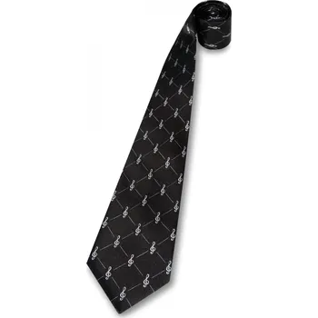 Kravata Kravata s houslovými klíči károvaná - černá