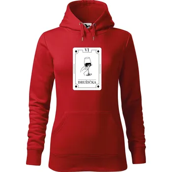 Dámská mikina DOBRÝ TRIKO Dámská mikina s potiskem Družička tarot Velikost dámské mikiny: M, Barva: Červená