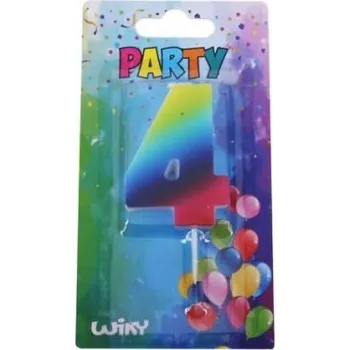 Dortová svíčka Párty svíčka číslo 4 Duha [A]