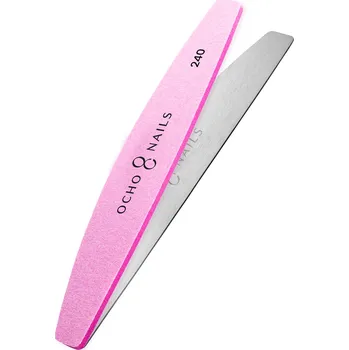 Ocho Nails půlměsícový kovový pilník + leštičky 240 10 ks.