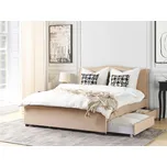 Čalouněná béžová postel 180 x 200 cm s čelo, glamour styl Beliani