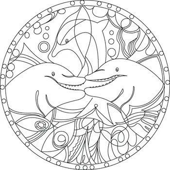 Pískohraní s.r.o. Šablona Mandala s delfíny 2 Velikost: 420 x 420 mm