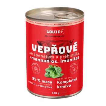 Krmivo pro psa Vepřové se špenátem + prebiotika LOUIE Konzerva pro psy - 95 % masa