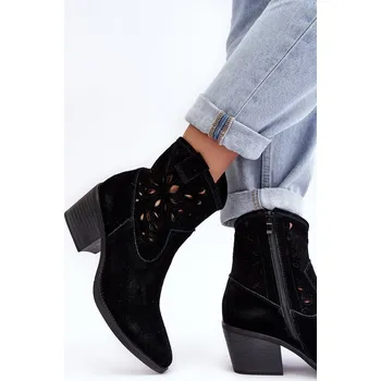 Dámské kozačky Kožené Křoví Boty S Průhledným Designem D&A SN622-20 Barva: Černá, Velikost: 37