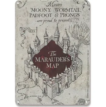 Plakát Dekorační cedule na zeď Harry Potter: Marauders Map Hogwarts Castle (15 x 21 cm)
