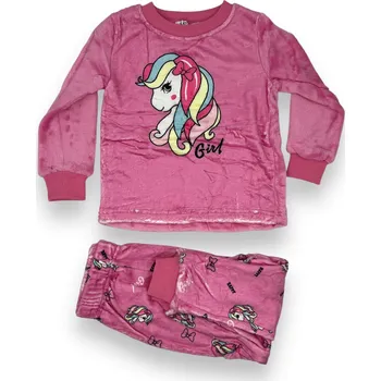 Dívčí pyžamo Sezon Dívčí mikroplyšové pyžamo s dlouhým rukávem PONY Barva: Fuchsiová, Velikost: 104