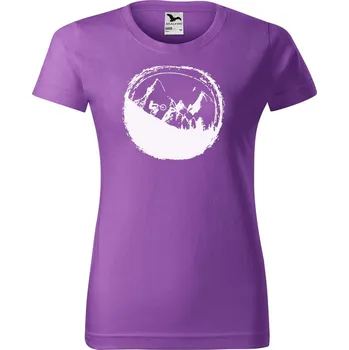 Dámské tričko DOBRÝ TRIKO Dámské tričko s potiskem Hory a kolo Barva: Fialová, Velikost: 2XL