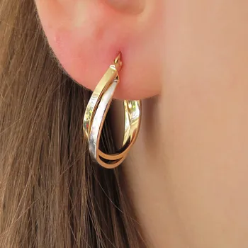 Náušnice Dámské zlaté kombinované oválky 2,47g Zlato 14k(585/1000)