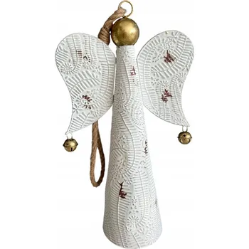 Vánoce ZVONEK ANDĚL VÁNOČNÍ DEKORACE KOVOVÝ ANDĚL 54.5 cm bílá