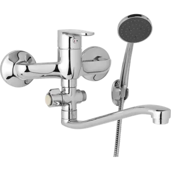 Vodovodní baterie JB Sanitary nástěnná umyvadlová a sprchová baterie TIRA D10 37 41 rozteč 150 mm, otočný přepínač, s příslušenstvím, S ramínko 300 mm