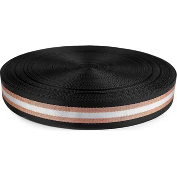 Hladký oboustranný popruh s lurexem šíře 38 mm Varianta: 5 černá měděná