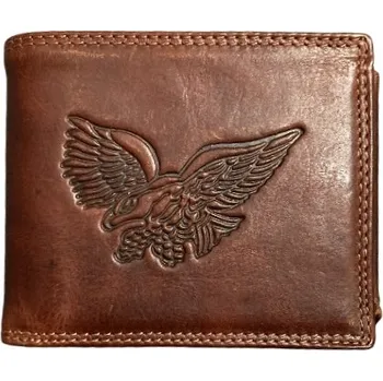 Peněženka Sendi Design pánská kožená peněženka s orlem hnědá 104W/Eagle brown