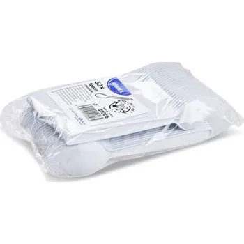 Jednorázové nádobí Lžíce (PP) vratná bílá 18,5cm (50ks),(22006)