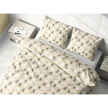 Povlečení Dreamy Linens Vánoční povlečení bavlněné, béžové Lední medvědi